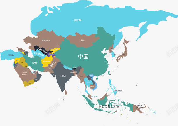 中亚五国地图png免抠素材_新图网 https://ixintu.com 中亚 中国 地图 斯坦国