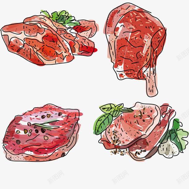 绘画肉类实样png免抠素材_新图网 https://ixintu.com 卡通肉块 插画 肉块 食材