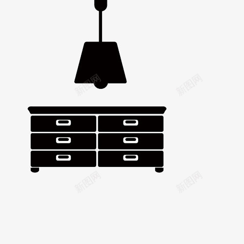 吊灯和柜子图标png_新图网 https://ixintu.com 吊灯 手绘 柜子 黑色