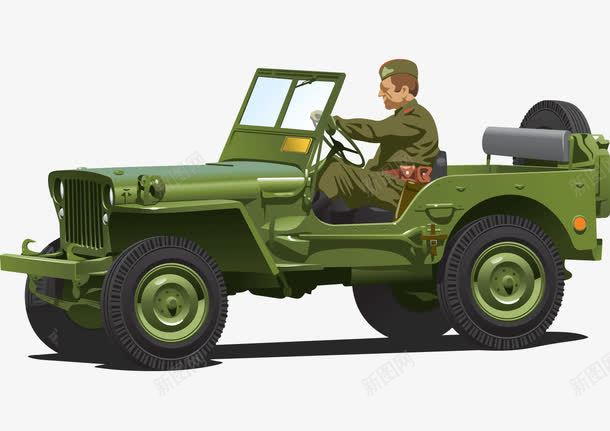 军事车辆png免抠素材_新图网 https://ixintu.com 军事 司机 战争 武装 绿色 车辆