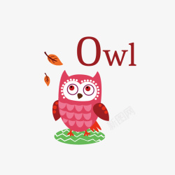 owl卡通粉色的猫头鹰矢量图素材