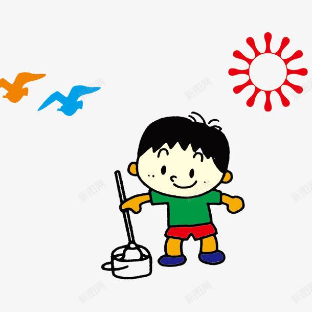 太阳下打扫卫生的小男孩png免抠素材_新图网 https://ixintu.com 卫生 太阳下 小男孩 打扫 搞卫生