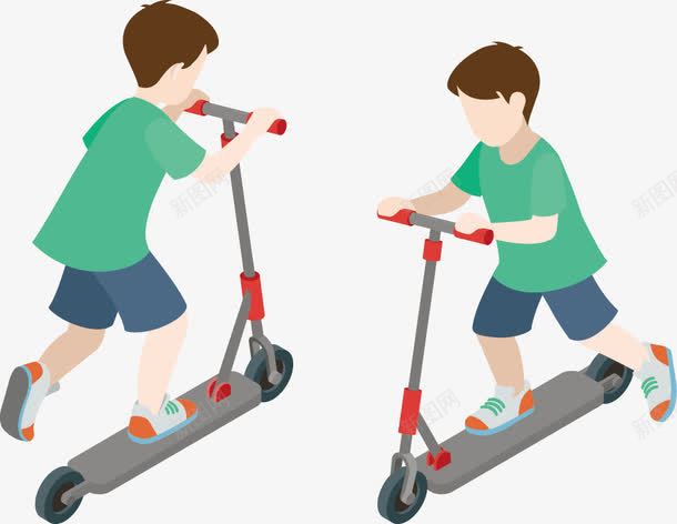 滑板车png免抠素材_新图网 https://ixintu.com 小男孩 滑板车 玩滑板车 骑滑板车