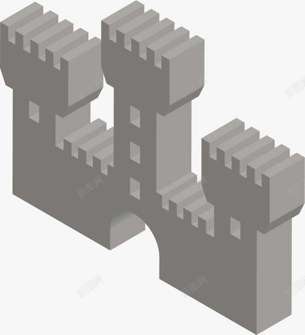 城堡卡通堡垒矢量图eps免抠素材_新图网 https://ixintu.com 3D风格 卡通矢量堡垒 城堡 堡垒 灰色 立体 防御堡垒 矢量图