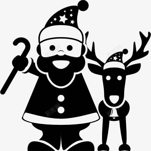 圣诞老人站在驯鹿图标png_新图网 https://ixintu.com 人 克劳斯 圣诞老人 圣诞节 圣诞驯鹿 驯鹿