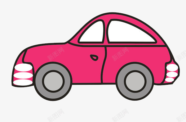 手绘粉色汽车png免抠素材_新图网 https://ixintu.com 创意 卡通 可爱 唯美 手绘 汽车 粉色 轿车