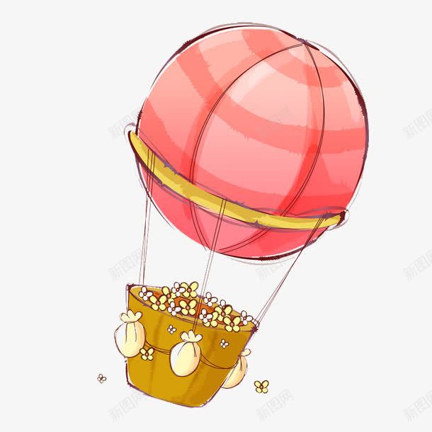 卡通小花热气球png免抠素材_新图网 https://ixintu.com 卡通热气球 手绘热气球 热气球 黄色小花