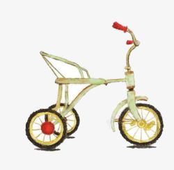 红色三轮车小孩自行车高清图片