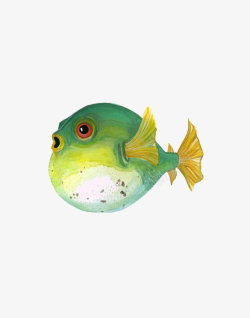 可爱手绘水彩绿色小鱼素材