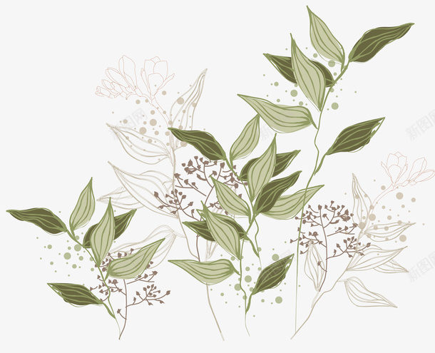 绿色植物矢量图ai免抠素材_新图网 https://ixintu.com 叶子 植物 矢量素材 花 草 矢量图