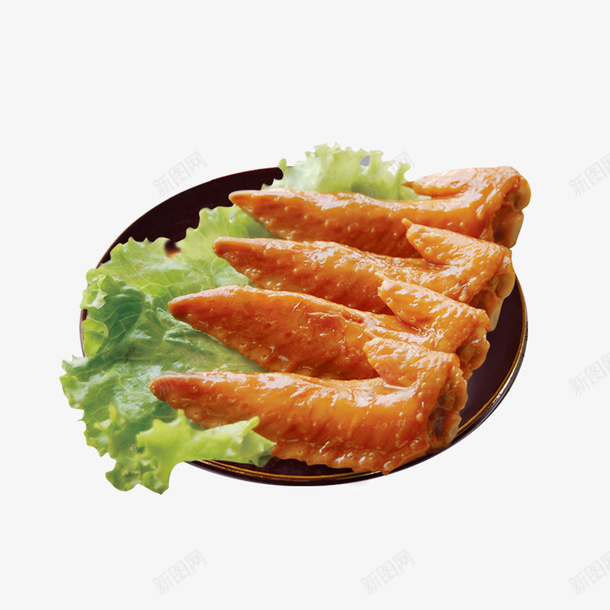 一碟美味的鸡翅png免抠素材_新图网 https://ixintu.com 小吃设计 烧鸡设计 照烧鸡排 肉食 肉食设计 营养食物 青菜设计