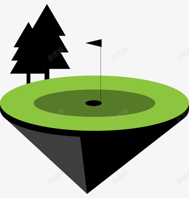 手绘绿色简约高尔夫球场png免抠素材_新图网 https://ixintu.com 创意图 可爱 彩色图 手绘图 简单的 高尔夫球场