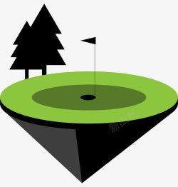彩色高尔夫球手绘绿色简约高尔夫球场高清图片