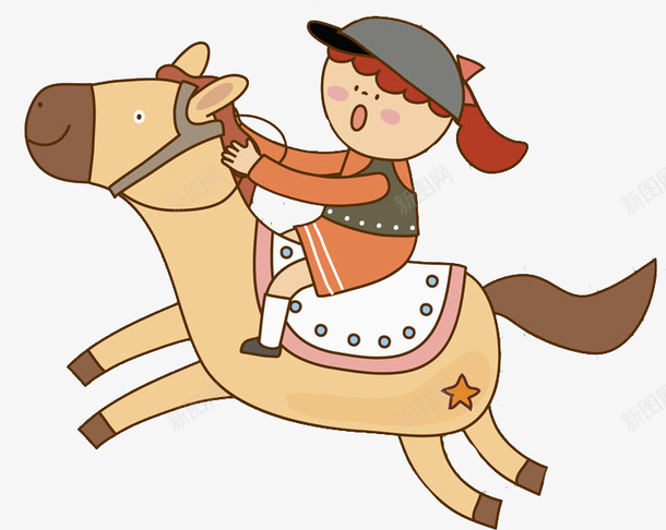 卡通马背上的女孩图png免抠素材_新图网 https://ixintu.com 卡通 奔驰的 女孩 帅气的 手绘 插图 骑马