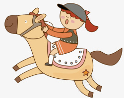骑马奔驰卡通马背上的女孩图高清图片