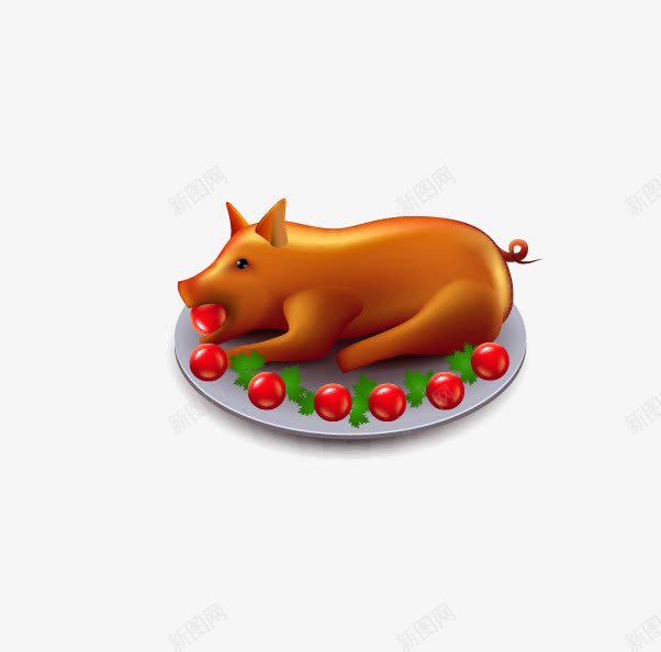 一盘烤乳猪png免抠素材_新图网 https://ixintu.com 卡通 卡通乳猪 猪 猪肉 肉 食物