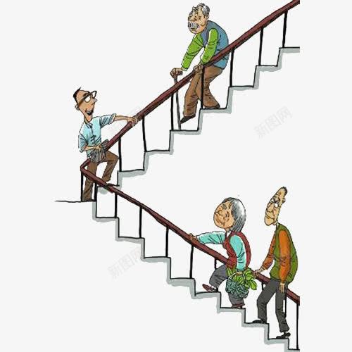楼梯上的故事png免抠素材_新图网 https://ixintu.com 上楼 人物 卡通 四个人 楼梯