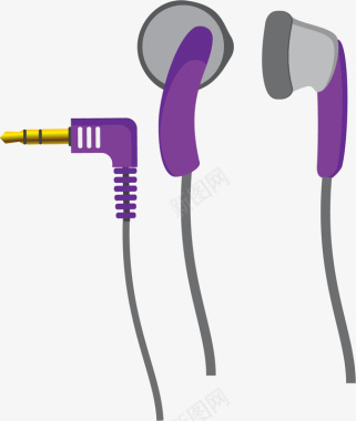 紫色耳机矢量图图标图标