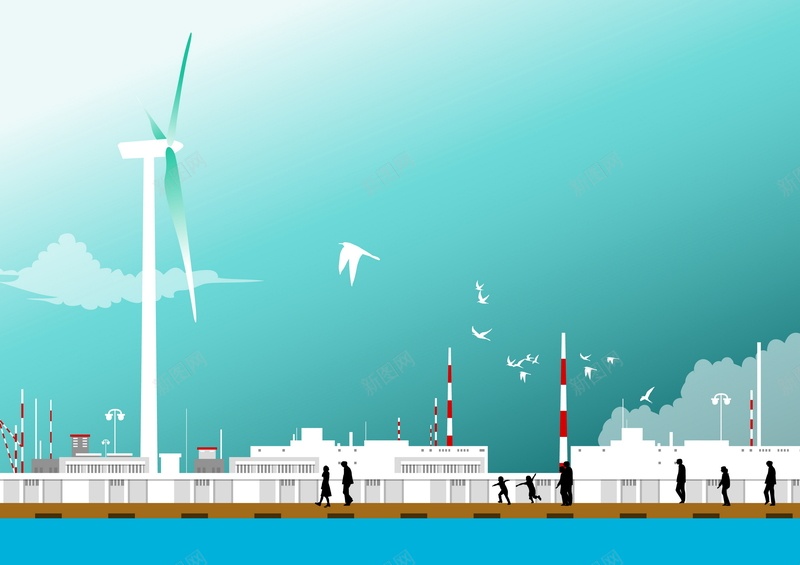 城市建筑矢量图ai设计背景_新图网 https://ixintu.com 城市 建筑 风力发电 高楼 矢量图
