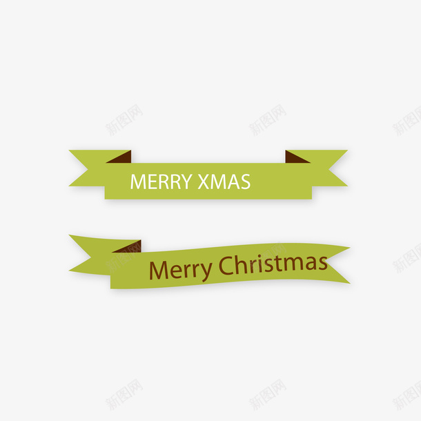 绿色清新圣诞节小飘带png免抠素材_新图网 https://ixintu.com 圣诞快乐 圣诞节飘带 绿色 飘带