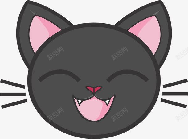 创意猫头黑色可爱微笑png免抠素材_新图网 https://ixintu.com 创意 可爱 微笑 猫头 黑色