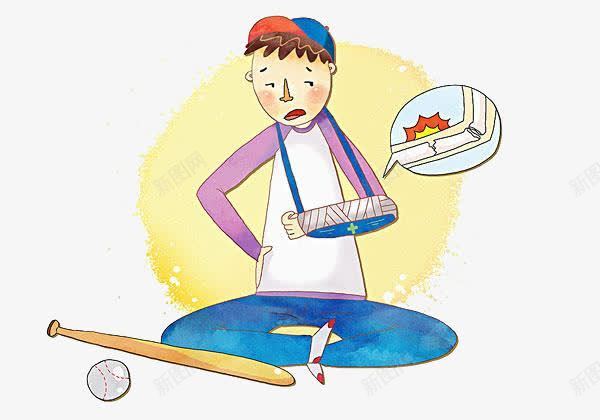 受伤的男孩png免抠素材_新图网 https://ixintu.com 一个 卡通 手绘 棒球 男孩 简图 纱布 胳膊
