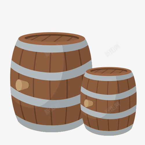 两个酒桶psd免抠素材_新图网 https://ixintu.com 免抠 卡通 美图 酒桶