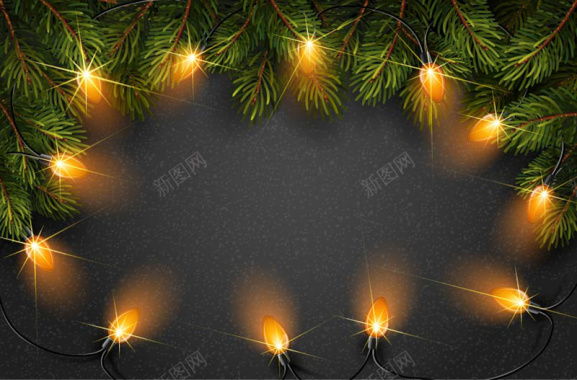 圣诞松树彩灯矢量背景背景