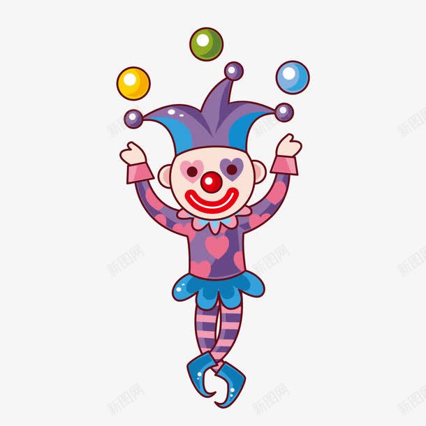 玩杂技的小丑png免抠素材_新图网 https://ixintu.com 可爱 小丑 扔球 抛球 接住