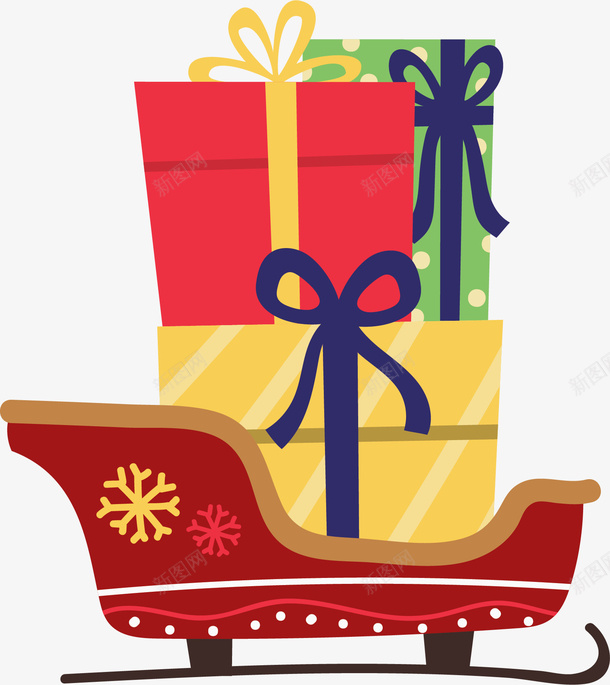 圣诞节雪橇车礼物矢量图ai免抠素材_新图网 https://ixintu.com 圣诞快乐 圣诞节 圣诞节礼物 矢量png 礼物堆 雪橇车 矢量图