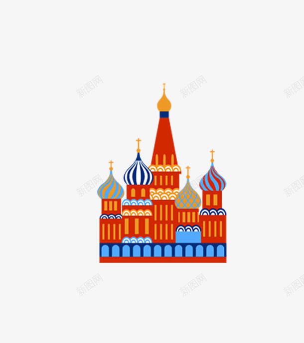卡通城堡png免抠素材_新图网 https://ixintu.com 卡通 图案 手绘 红色的城堡突袭 蓝色的地基 装饰