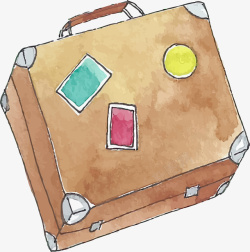 水彩手绘行李箱手提箱素材