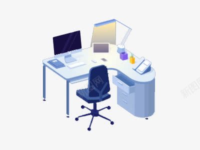 办公环境png免抠素材_新图网 https://ixintu.com 桌椅 环境 蓝色