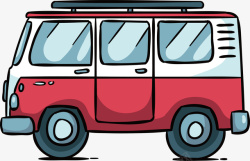 小巴车红色卡通巴士矢量图高清图片