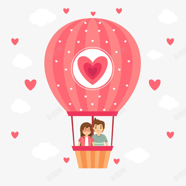 热气球矢量图ai免抠素材_新图网 https://ixintu.com 一对 情侣 爱心 爱情 矢量图