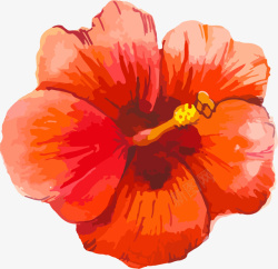 手绘水彩唯美红色花朵素材