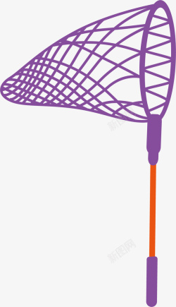 捕虫网紫色粗线条手绘捕虫网高清图片