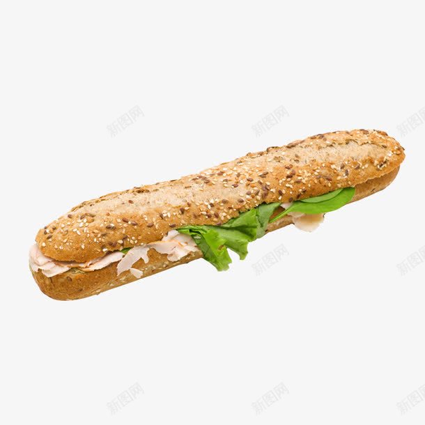 一长条的面包夹肉png免抠素材_新图网 https://ixintu.com 吃的 长条面包 面包 食品