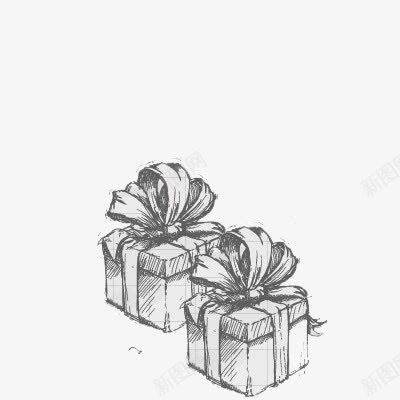 可爱圣诞礼物堆灰白简笔画png免抠素材_新图网 https://ixintu.com 圣诞 灰白 礼物堆 简笔画