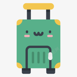 绿色卡通行李箱素材
