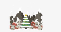 小村里的圣诞树矢量图素材