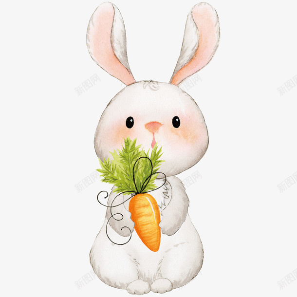 手绘卡通吃萝卜兔子png免抠素材_新图网 https://ixintu.com 动漫 动物 动画 卡通 可爱 吃萝卜兔子 手绘
