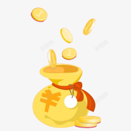 金色的钱袋png免抠素材_新图网 https://ixintu.com 手绘 金币 金袋子 钱 黄色