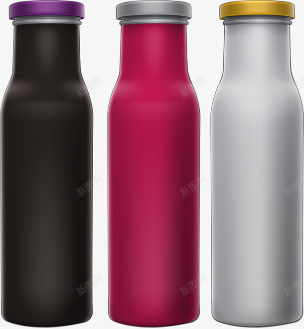 三个瓶子png免抠素材_新图网 https://ixintu.com 瓶子 白色瓶子 粉红色瓶子 黑色瓶子