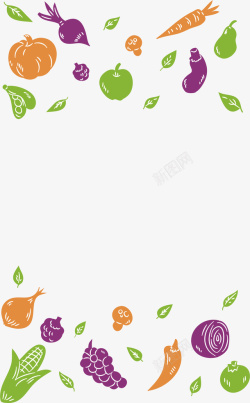 手绘彩色蔬菜花纹矢量图素材