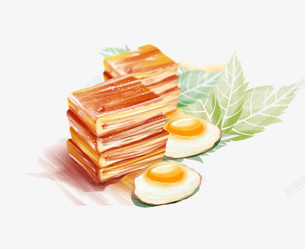 鸡蛋面包png免抠素材_新图网 https://ixintu.com 拌饭手绘 插画 水彩 美术 食物