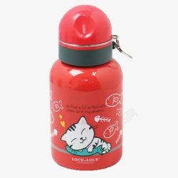 红色卡通猫水壶素材