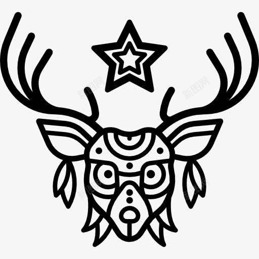 鹿图标png_新图网 https://ixintu.com 动物 哺乳动物 土著 头 部落 野生动物 鹿