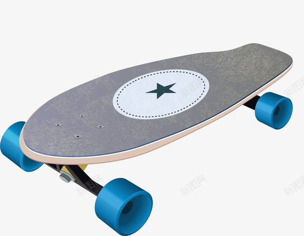 世界滑板日灰色滑板png免抠素材_新图网 https://ixintu.com 一个滑板 世界滑板日 时尚滑板 星星滑板 灰色滑板 蓝色轮子