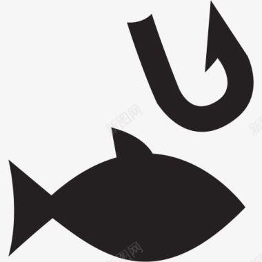 动物鱼钓鱼钩游泳位置固图标图标